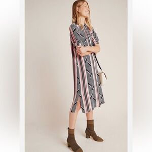 Anthropologie McKenzie mock neck tunic dress Striped Geometric Pattern small